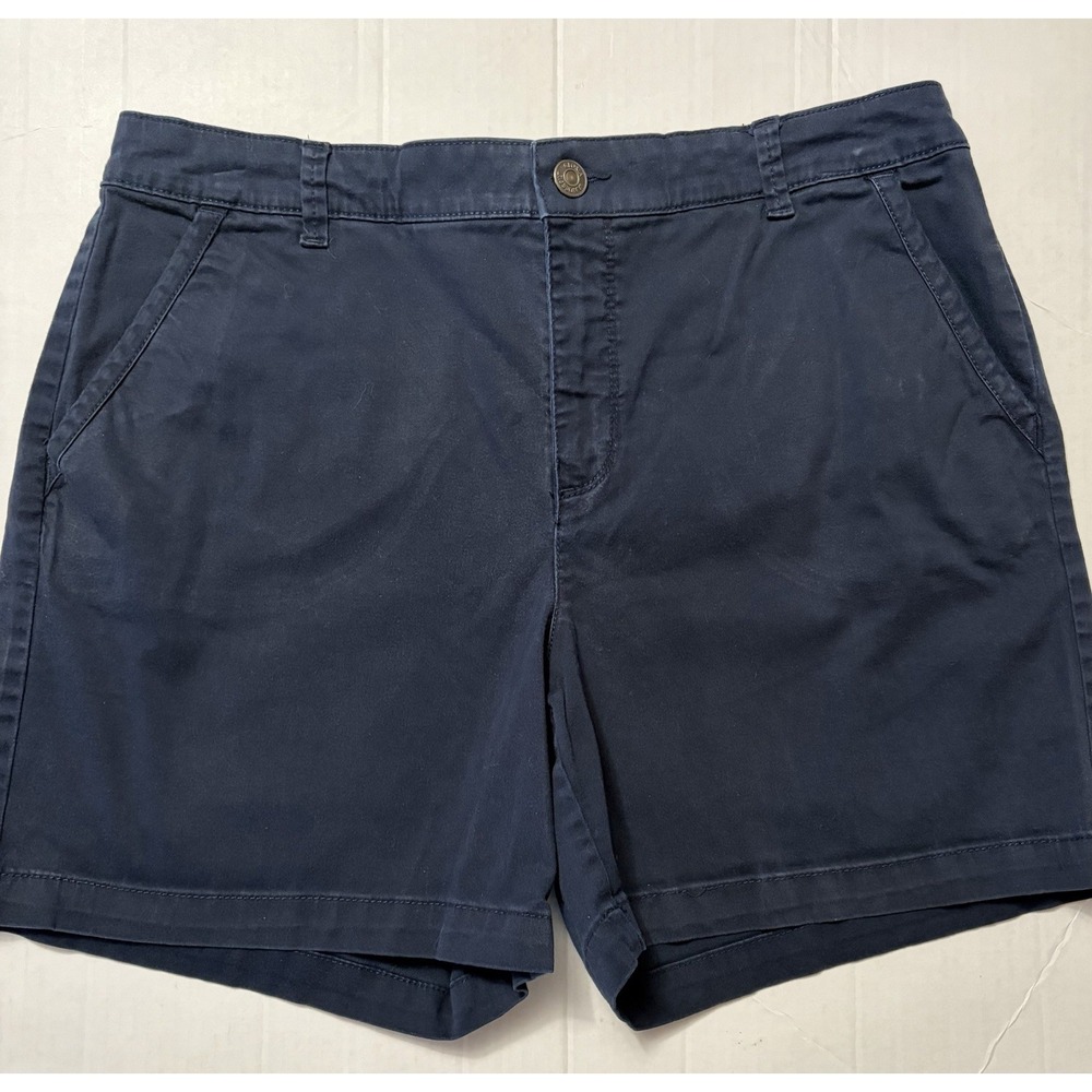 Gloria Vanderbilt Navy Chino Shorts Womens Size 12 Mid Rise Casual Summer Cotton